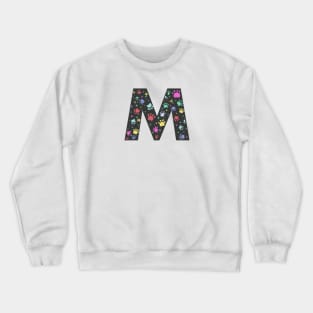 M letter with colorful paw print Crewneck Sweatshirt